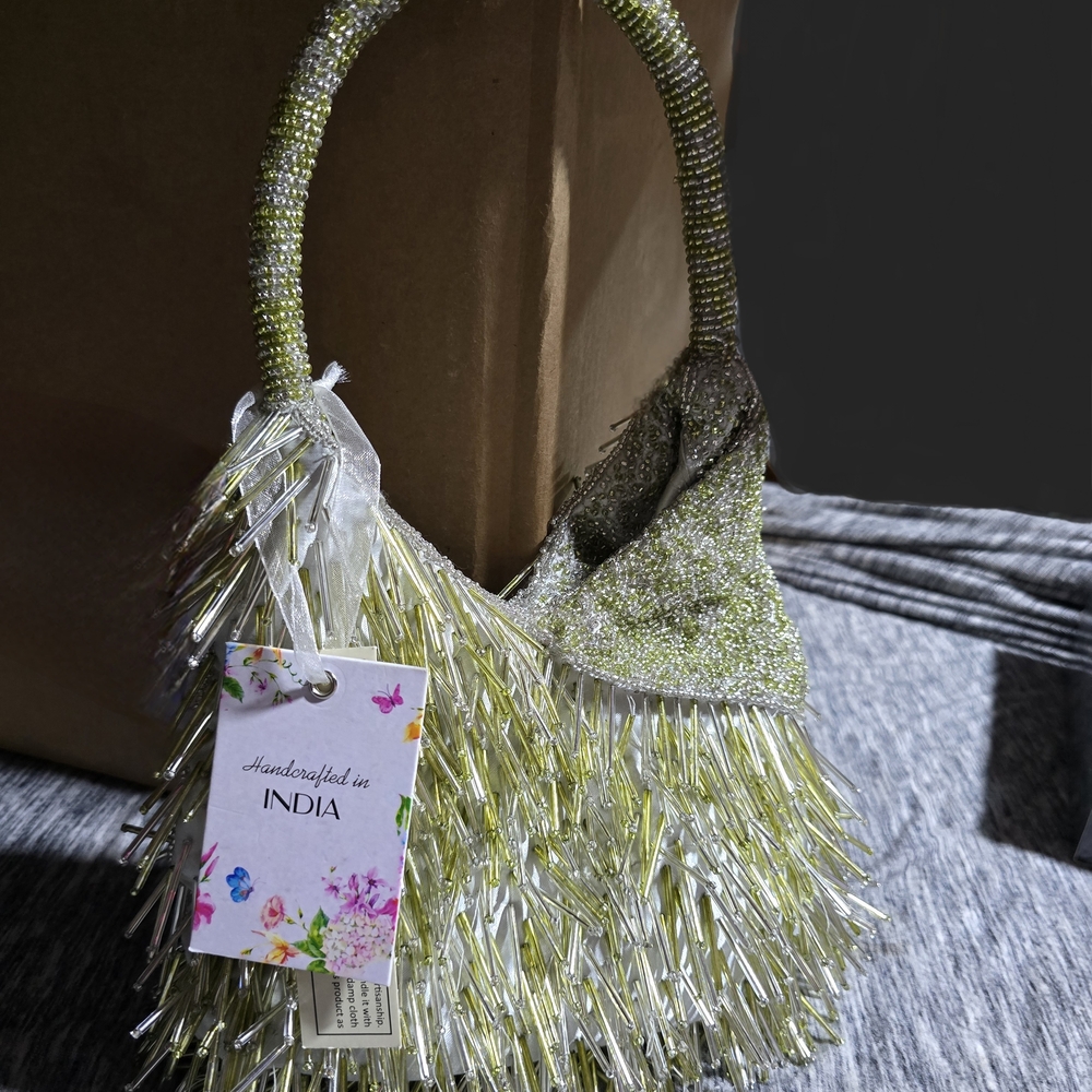 Elegant Beaded Handbag - Gold